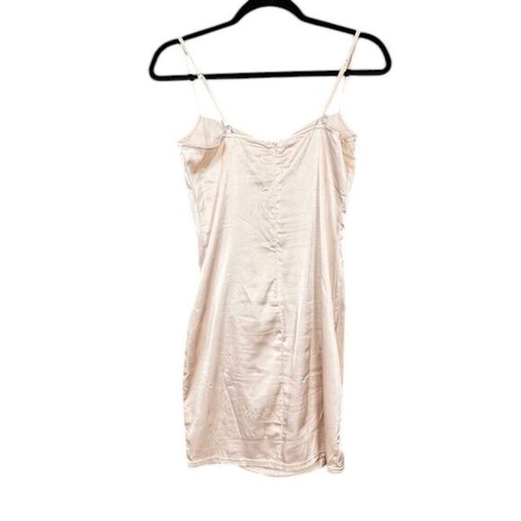 Lulus A Lot of Allure Champagne Satin Ruched Bustier Bodycon Dress Size Small - Picture 5 of 13